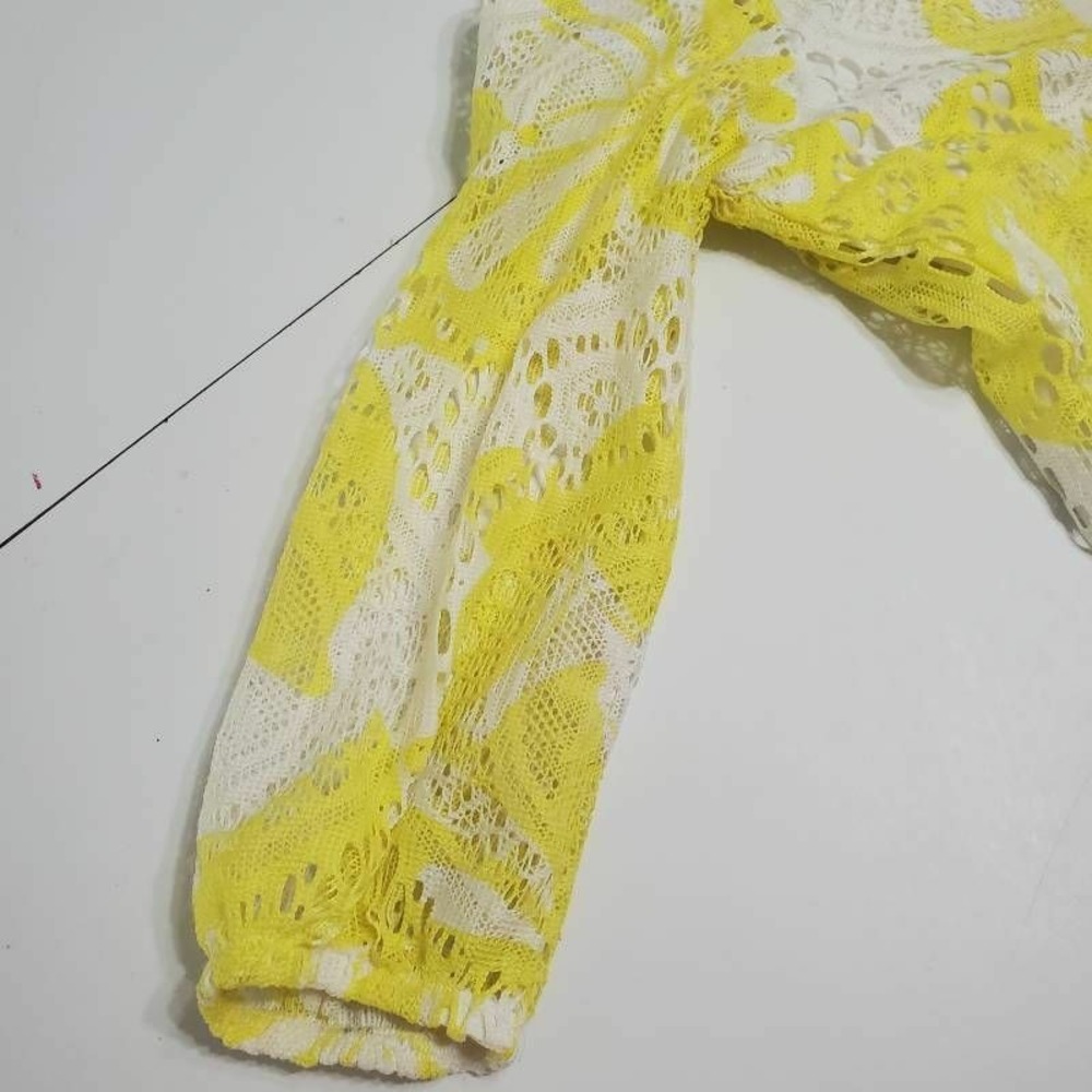 My Michelle Girls A-Line Yellow Butterfly Crochet Lace Keyhole Back Tie Fringe14 - Picture 3 of 12
